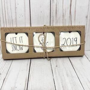 New in Box Rae Dunn Christmas Let it Snow 2019 Snowman Christmas Ornaments